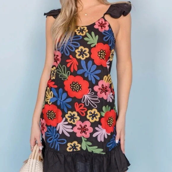 Andree by UNIT Simply Adore You Floral Dress - Navy Midi Dress Size M - Picture 3 of 12